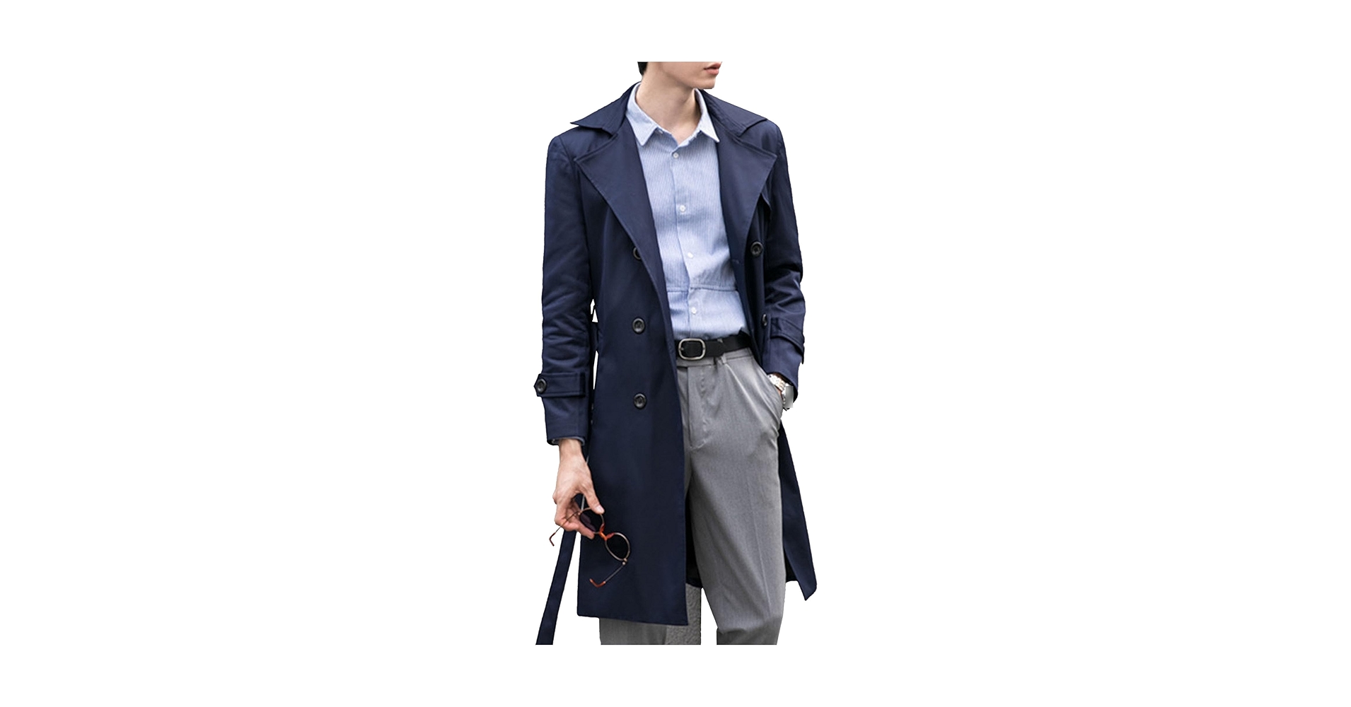 Maiyifu-GJ Mens Spring Fall Windbreaker Trench Coat Slim